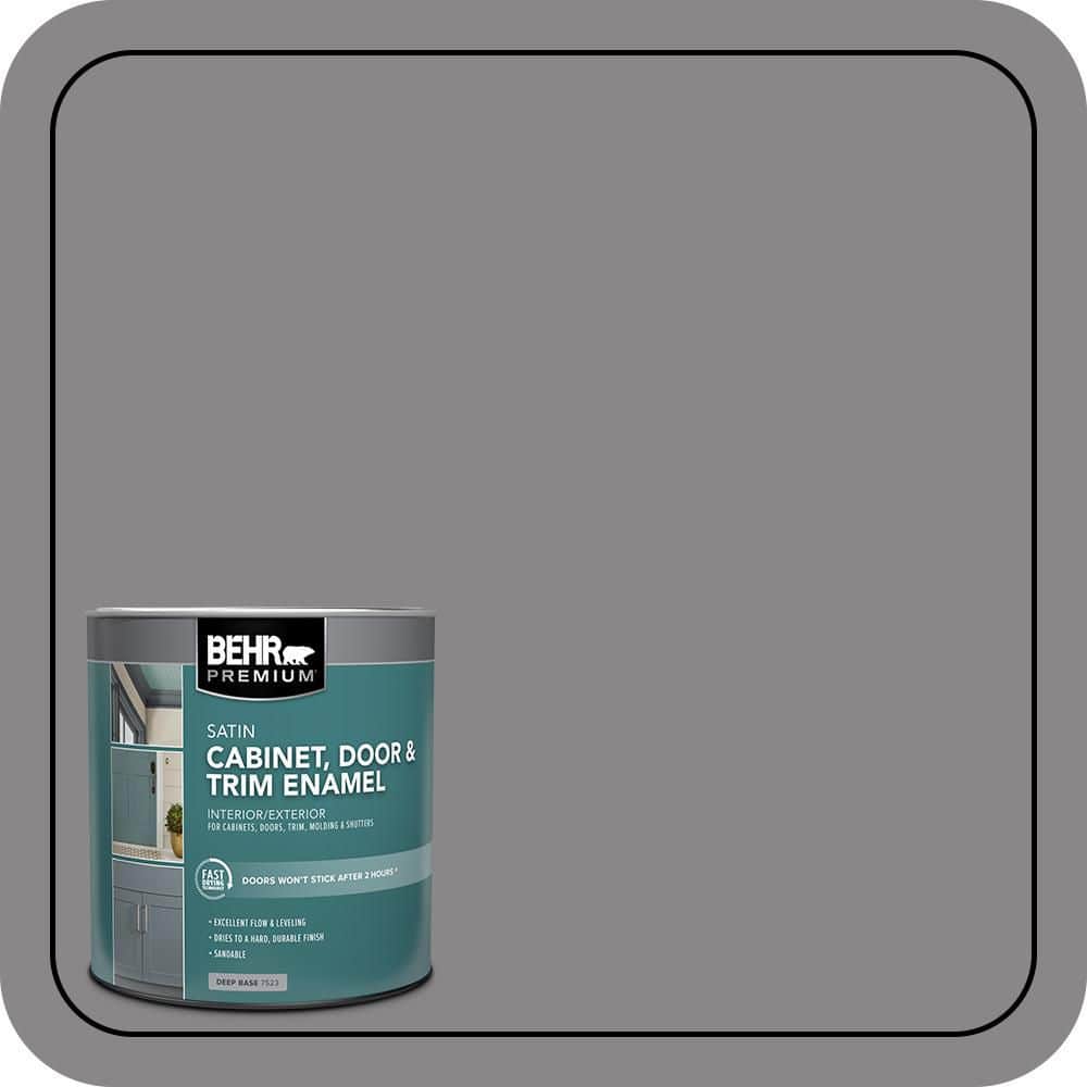 BEHR PREMIUM 1 qt. #PPU26-04 Falcon Gray Satin Enamel Interior/Exterior Cabinet, Door & Trim Paint