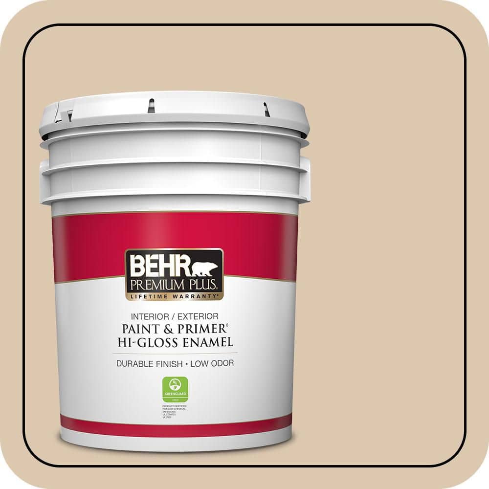 BEHR PREMIUM PLUS 5 gal. #N270-2 Lentil Hi-Gloss Enamel Interior/Exterior Paint & Primer