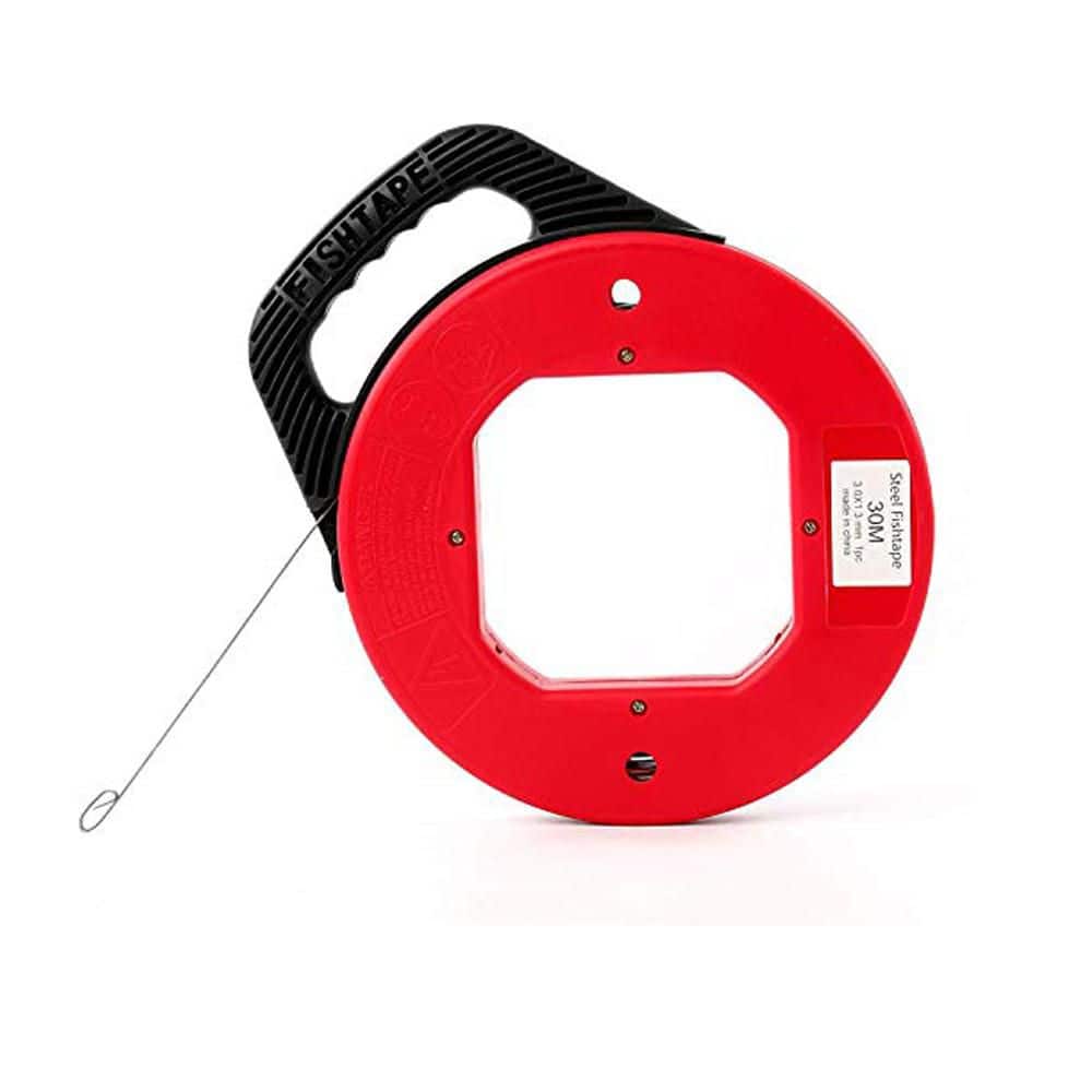 Yichuhaoxi 100 ft. Steel Electrical Fish Tape with Tough Comfort Grip Handle Red (1)