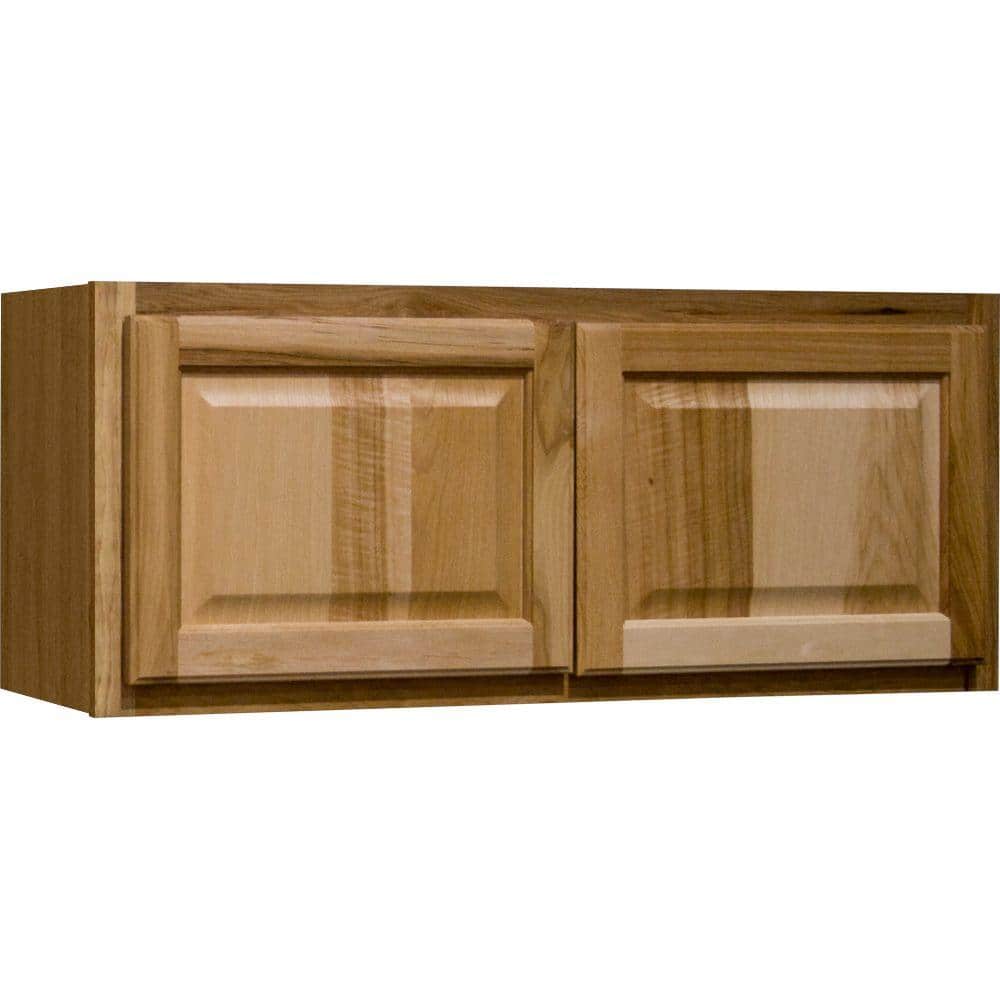 Hampton Bay Hampton 36 in. W x 12 in. D x 15 in. H Assembled Wall Bridge Kitchen Cabinet in Natural Hickory