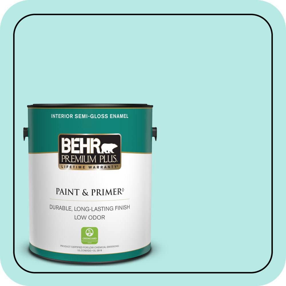 BEHR PREMIUM PLUS 1 gal. #P450-2 Tahitian Breeze Semi-Gloss Enamel Low Odor Interior Paint & Primer