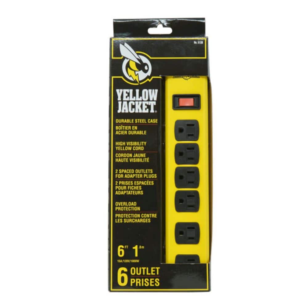 Yellow Jacket 6 ft. 6-Outlet Metal Heavy-Duty Power Strip with On/Off Switch