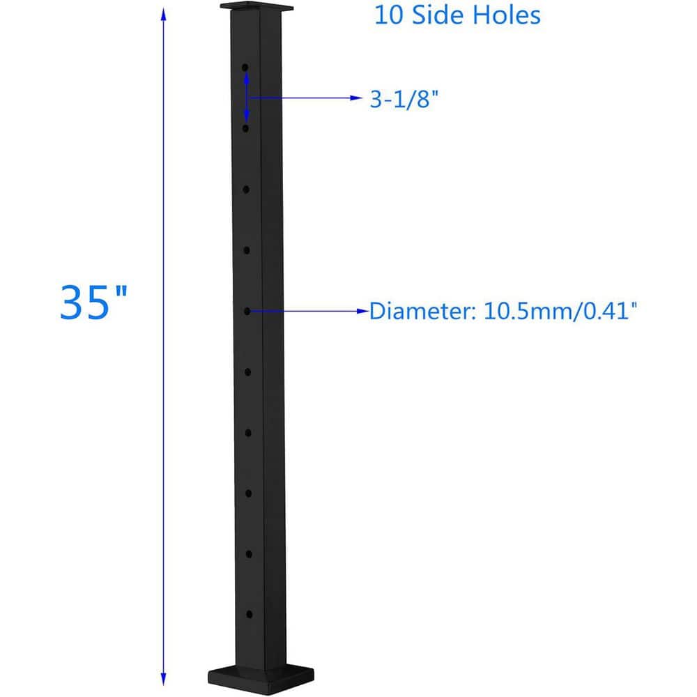 Afoxsos 4 in. x 36 in. Black Stainless Steel Cable Railing Post Square Fence Deck System 4 Pack (3)