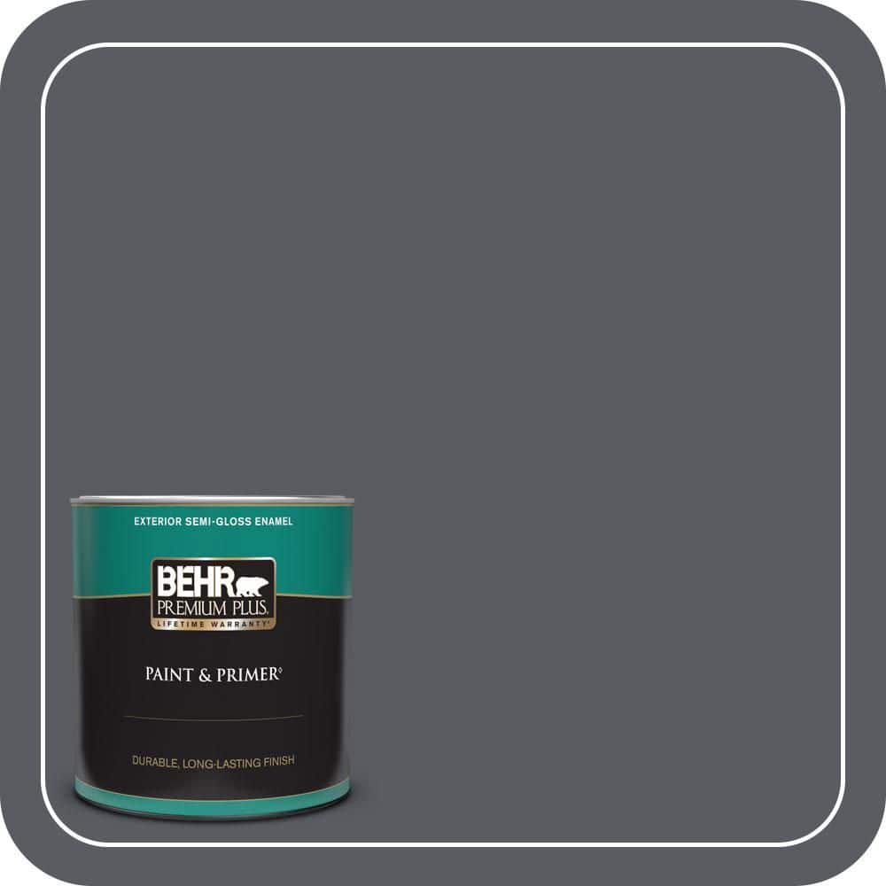BEHR PREMIUM PLUS 1 qt. #PPU18-02 Pencil Point Semi-Gloss Enamel Exterior Paint & Primer