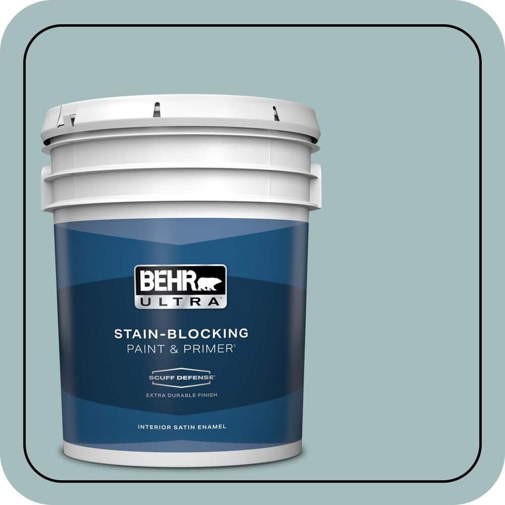 BEHR ULTRA 5 gal. #PPU13-13 Oslo Blue Extra Durable Satin Enamel Interior Paint & Primer