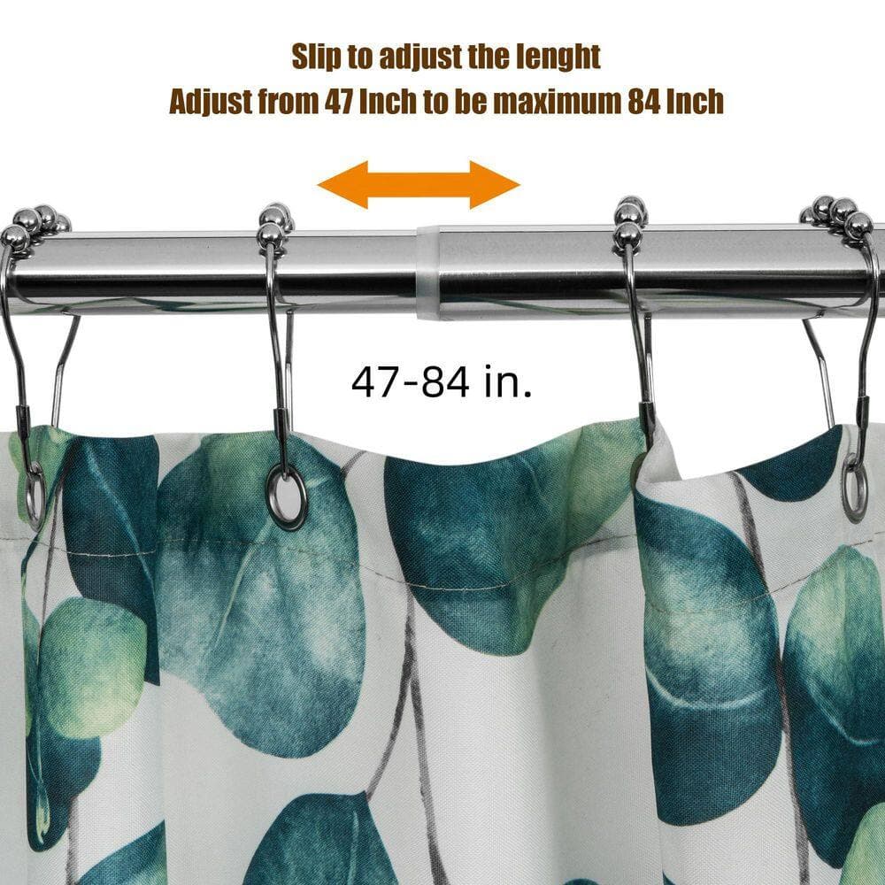 Numhew 47-84 in. Stainless Steel Heavy Duty Adjustable Expandable Shower Curtain Rod in Chrome Plated for Bathroom Window (2)