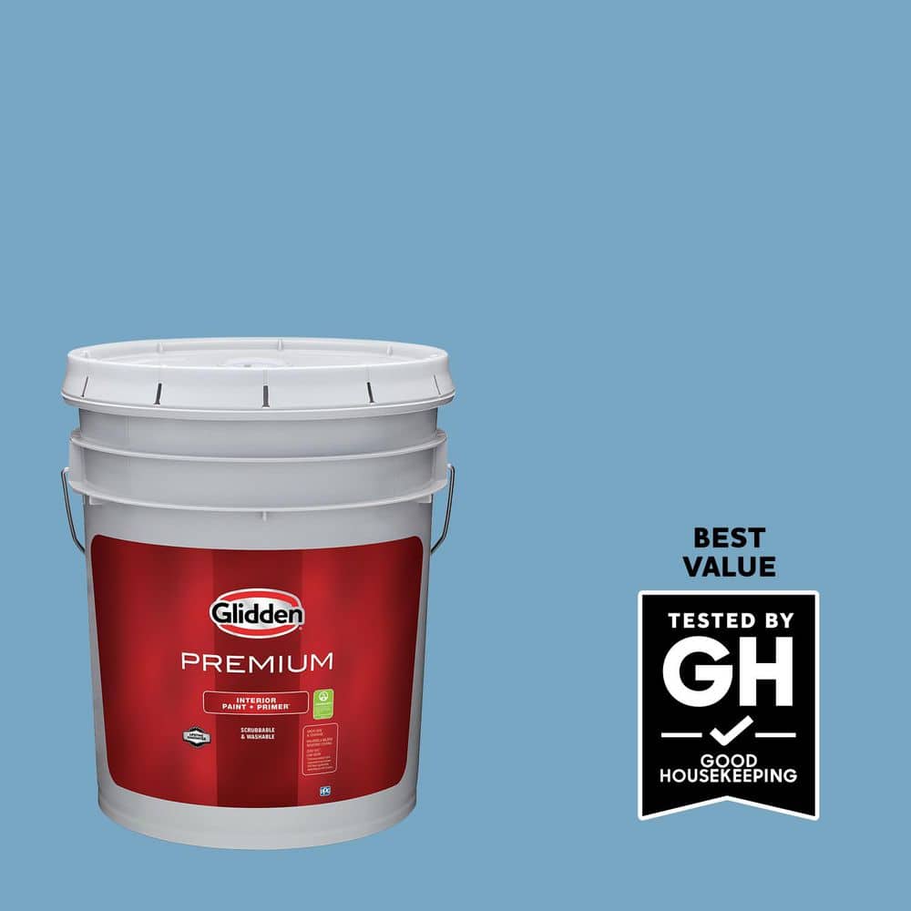 Glidden Premium 5 gal. Serene Sea PPG1158-4 Semi-Gloss Interior Latex Paint