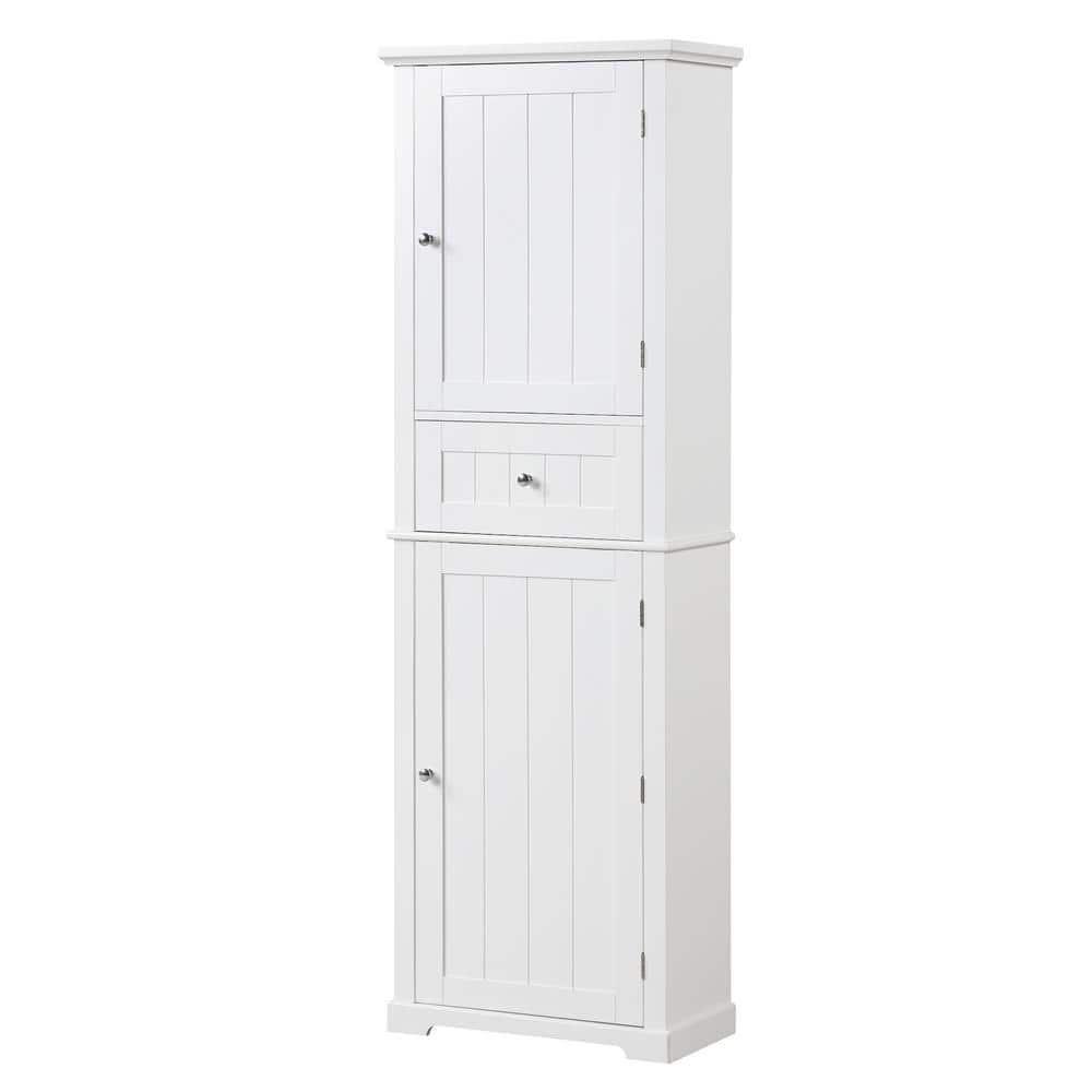 Unbranded 22 in. W x 11 in. D x 67 in. H White MDF Linen Cabinet with Adjustable Shelf