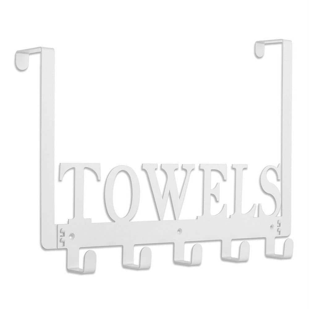 Dracelo Wall Mounted Bathroom Robe Hook Over the Door Towel Hook in J-HookWhite (1)