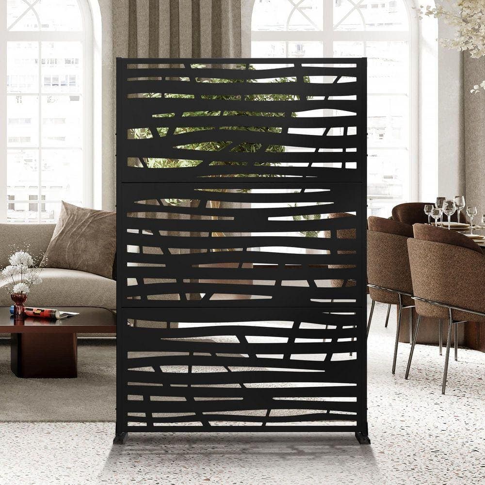 PexFix 72 in. x 47 in. Black Outdoor Metal Galvanized Privacy Screen Fence Garden Panels (1)