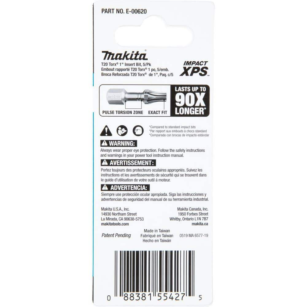 Makita IMPACT XPS T20 Torx 1 in. Insert Bit (5-Pack) (4)