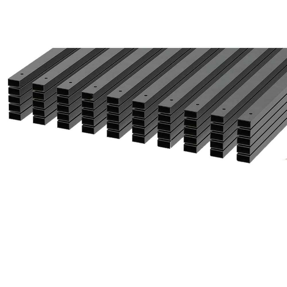 Afoxsos 36 in. H x 9.5 in. W Black Metal Stair Railing Kit with 51-Pack Hollow Rectangle Balusters and Screws Aluminum (1)