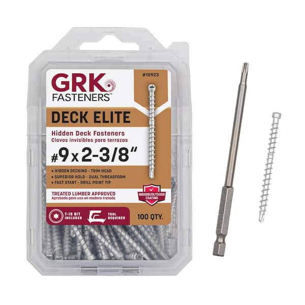 GRK Fasteners #9 x 2-3/8 in. Star Drive Exterior Coated Trim Head Deck Elite Hidden Fastener Deck Screw (100-Pack) (2)