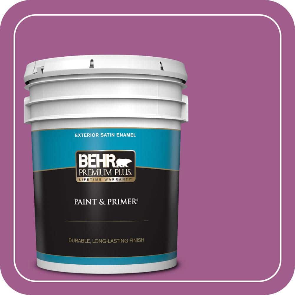 BEHR PREMIUM PLUS 5 gal. #P110-6 Wild Berry Satin Enamel Exterior Paint & Primer
