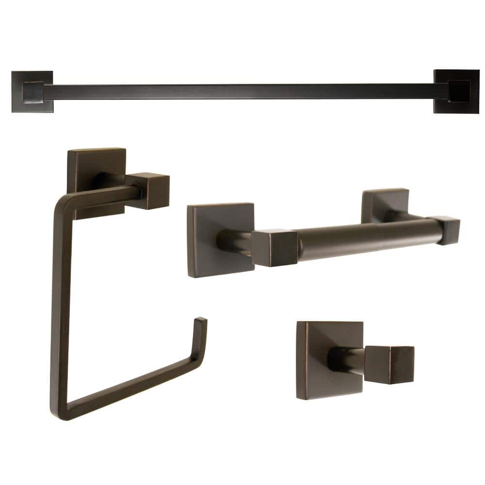 Design House Karsen 4-Piece Bathroom Hardware Accessory Kit in Oil Rubbed Bronze