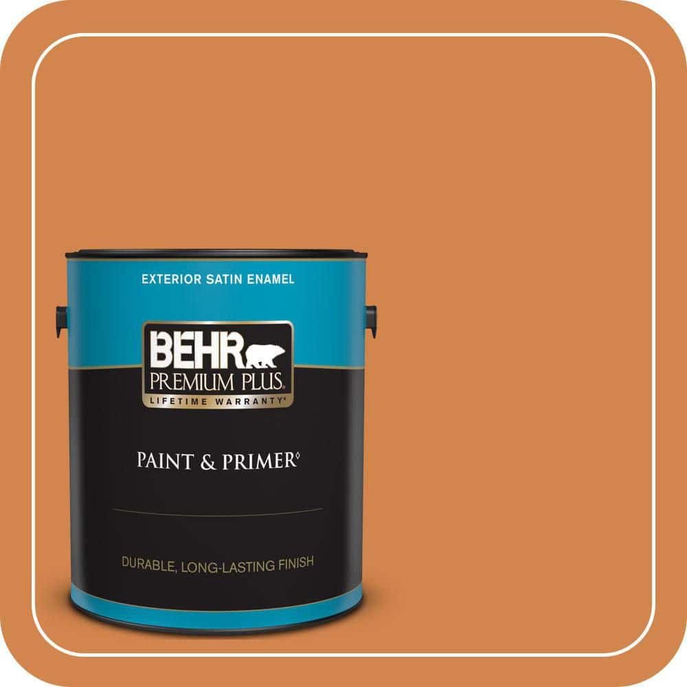 BEHR PREMIUM PLUS 1 gal. #PPU3-03 Flaming Torch Satin Enamel Exterior Paint & Primer