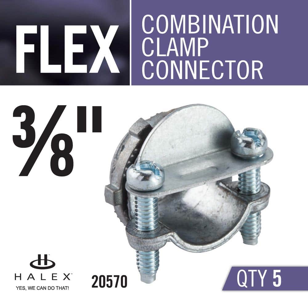 Halex 3/8 in. Flexible Metal Conduit (FMC) Combination Clamp Connector Standard Fitting (5-Pack) (2)