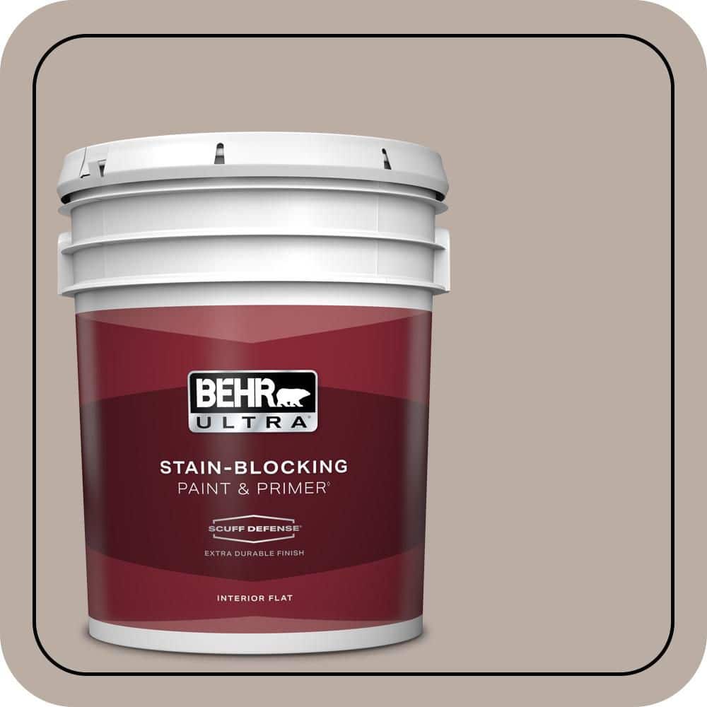 BEHR ULTRA 5 gal. #N200-3 Nightingale Gray Extra Durable Flat Interior Paint & Primer
