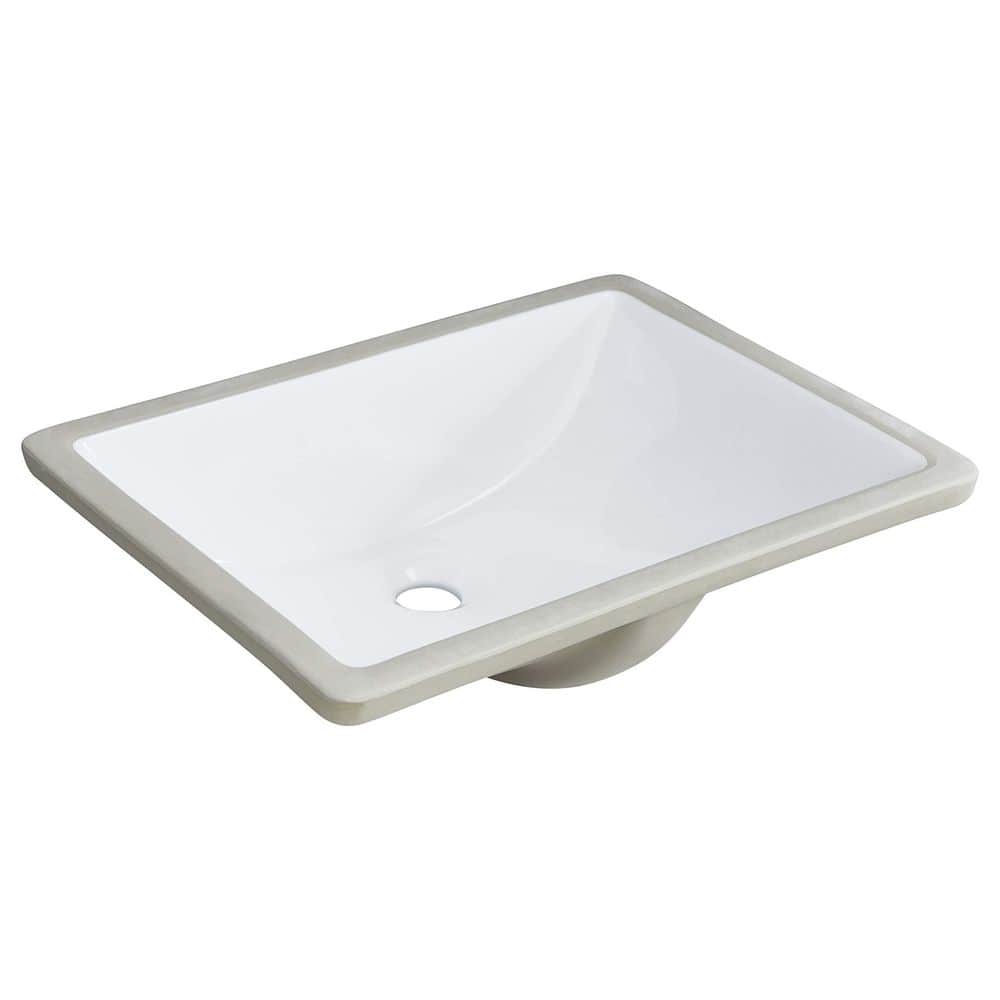 Tahanbath White Rectangular Undermount Bathroom Sink With Overflow (1)
