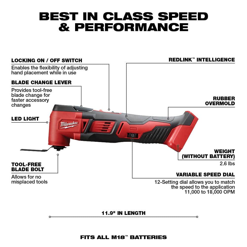 Milwaukee M18 18V Lithium-Ion Cordless Oscillating Multi-Tool with LED Tower Light and 5.0 Ah Battery (2)