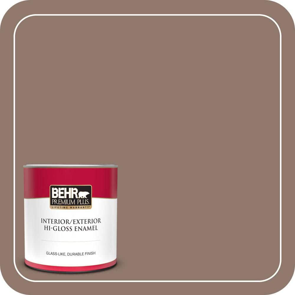 BEHR PREMIUM PLUS 1 qt. #N170-5 Chocolate Heart Hi-Gloss Enamel Interior/Exterior Paint & Primer (1)