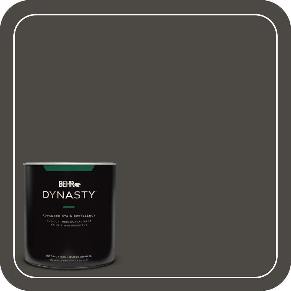 BEHR DYNASTY 1 qt. #PPU24-01 Black Mocha Semi-Gloss Enamel Interior Stain-Blocking Paint and Primer