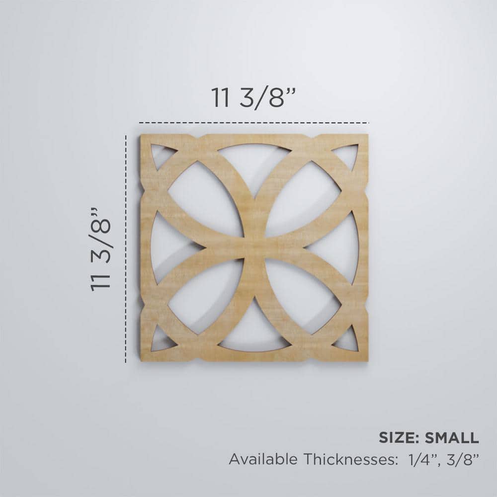 Ekena Millwork 11-3/8 in. x 11-3/8 in. x 1/4 in. Red Oak Small Daventry Decorative Fretwork Wood Wall Panels (10-Pack) (3)