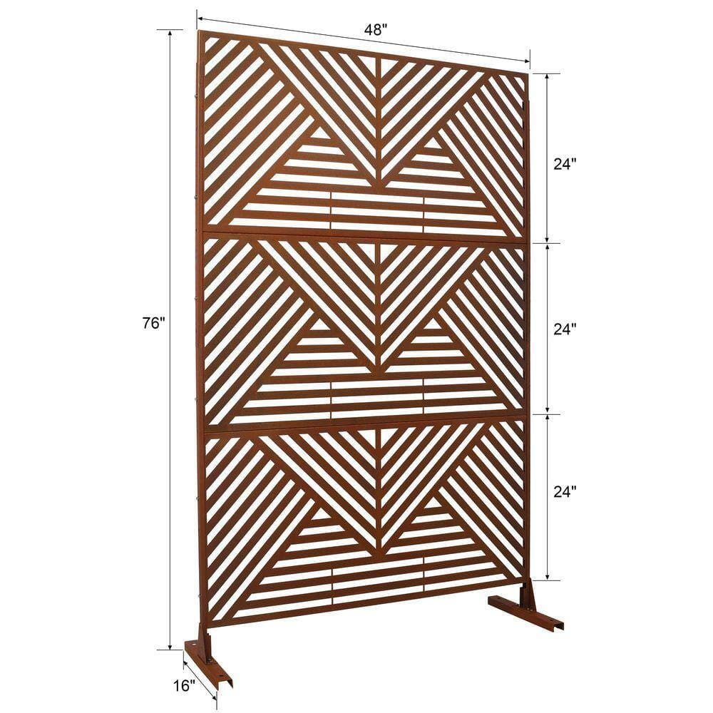 Coporesell 76 in. 48 in. Freestanding Decorative Privacy Screen Metal for Deck Balcony Patio (2)