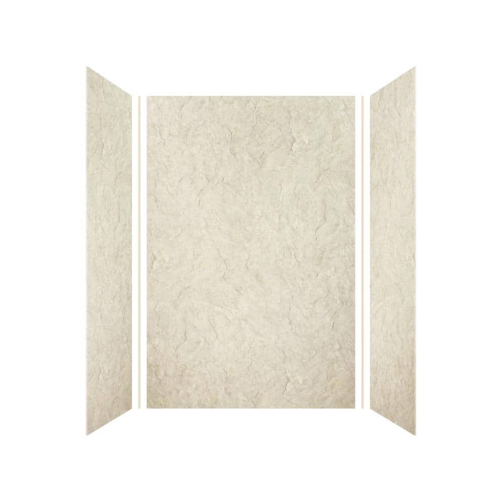 Transolid Expressions 36 in. x 48 in. x 72 in. 3-Piece Easy Up Adhesive Alcove Shower Wall Surround in Sea Fog (2)