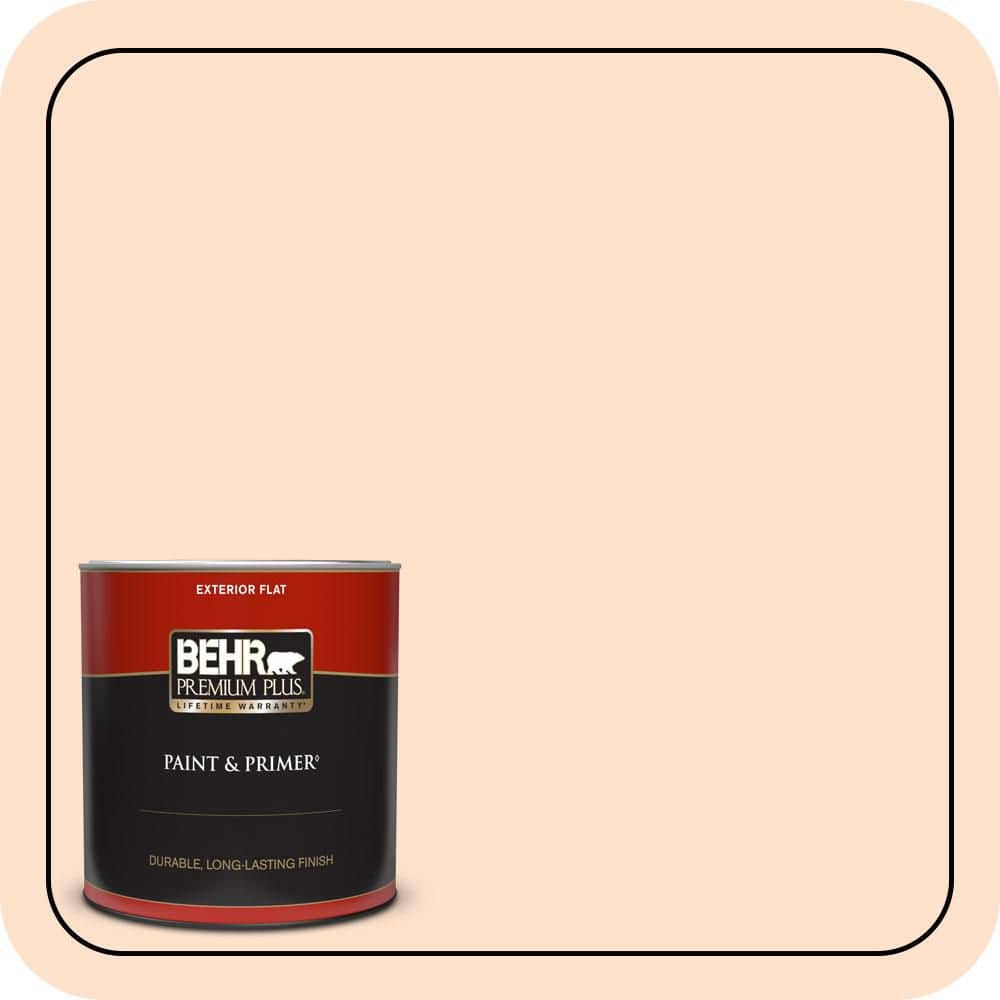 BEHR PREMIUM PLUS 1 qt. #P200-1 Melted Marshmallow Flat Exterior Paint & Primer