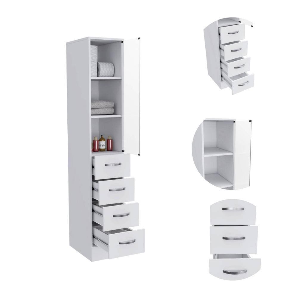 Tahanbath 15.70 in. W x 15.70 in. D x 59.30 in. H Bathroom Storage Wall Cabinet in Light Gray (3)