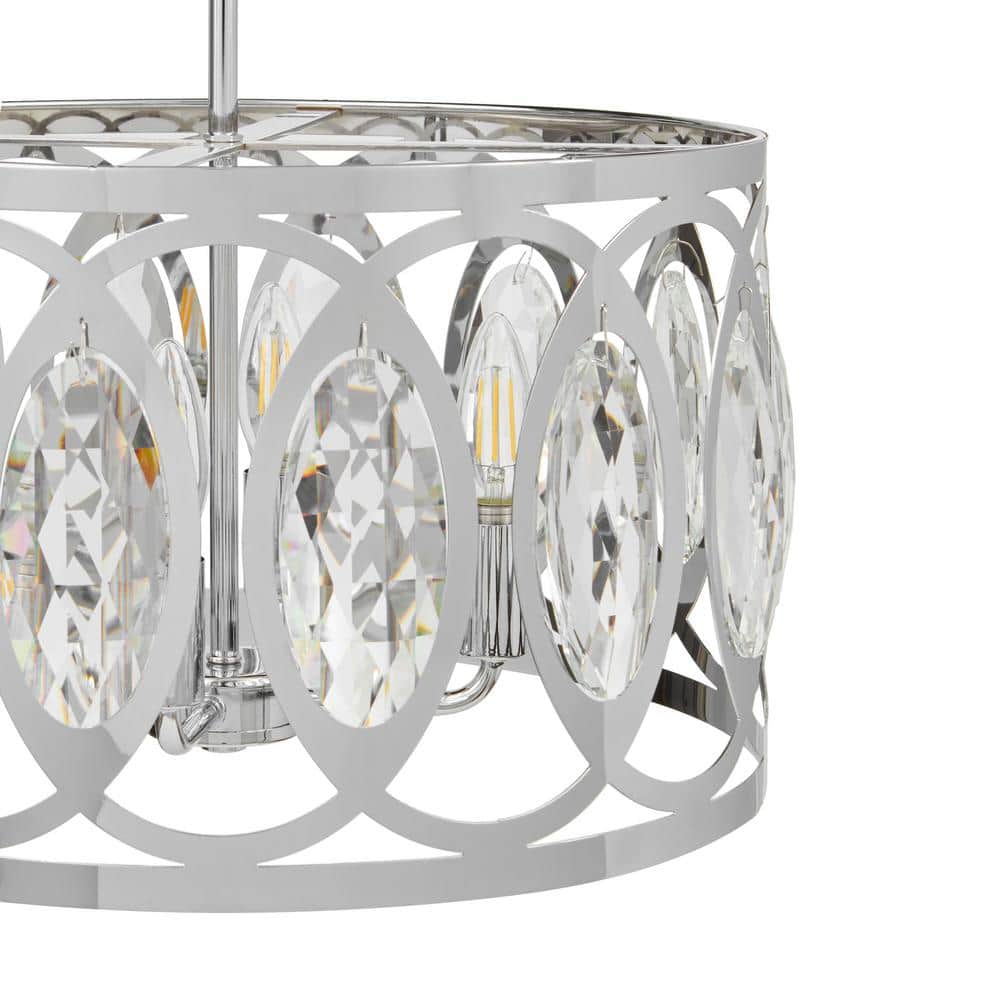 Home Decorators Collection Westchester 4-Light Polished Chrome Round Drum Pendant Light (4)