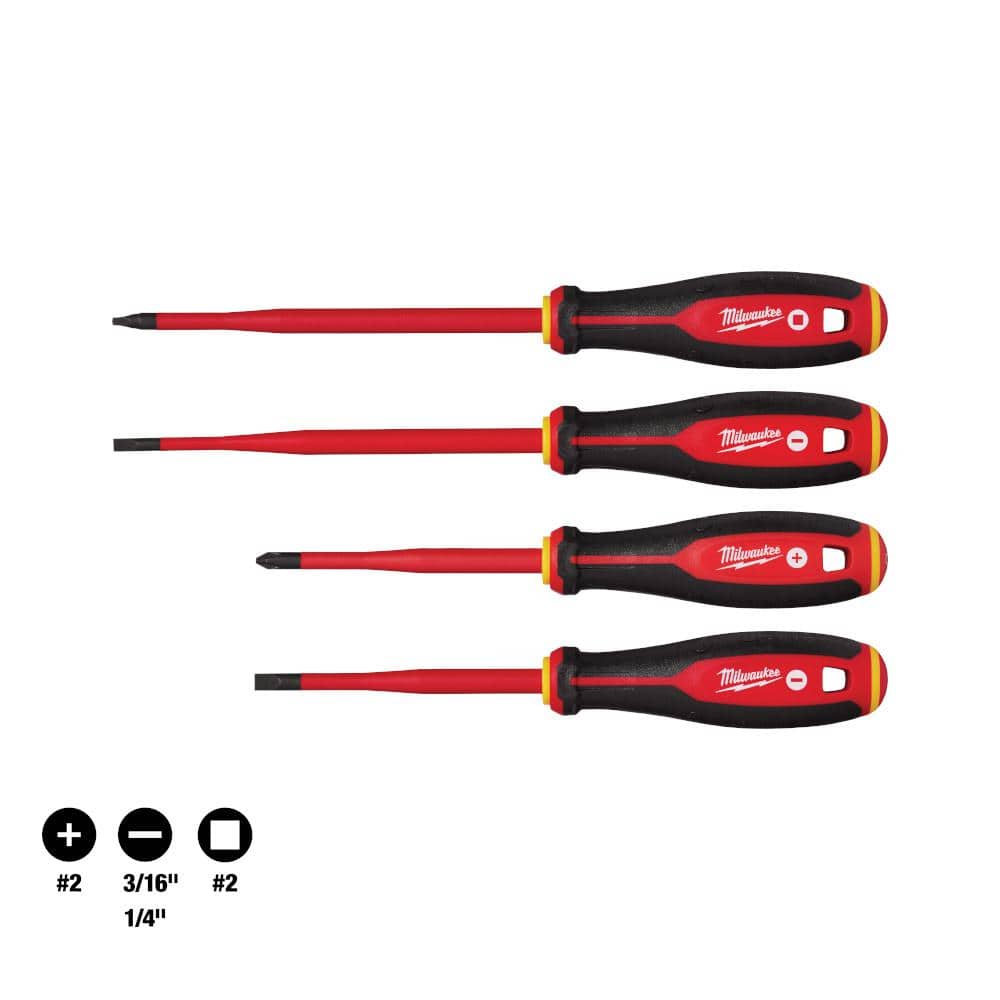 Milwaukee 1000V Insulated Slim Tip Screwdriver Set (4-Piece)