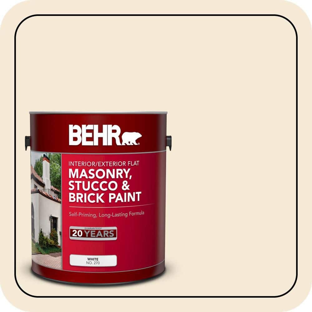 BEHR 1 gal. #BXC-47 Marquee White Flat Interior/Exterior Masonry, Stucco and Brick Paint