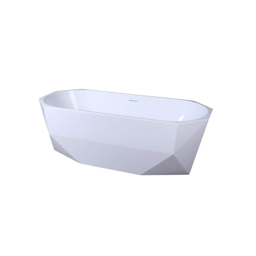 Unbranded Timeless Home 67 in. x 29.5 in. Soaking Bathtub with Center Drain in Glossy White (3)