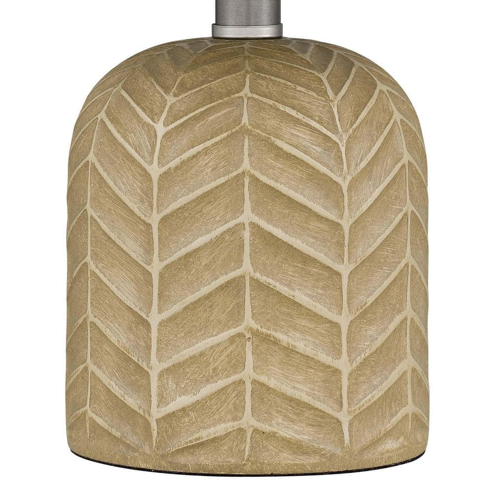 Quoizel Carpri 12 in. Textured Taupe Transitional Table Lamp with Brushed Nickel Accents and White Fabric Drum Shade (3)