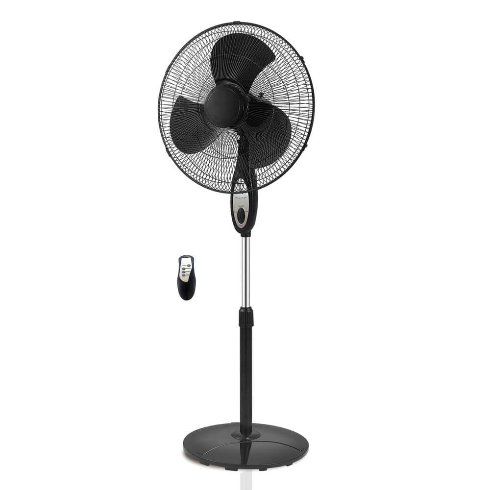 BEYOND BREEZE 18-Inch Stand Fan with Remote, Height Adjustable Pedestal Fan with 75°Oscillation and 3 Speed for Indoor Use, Black