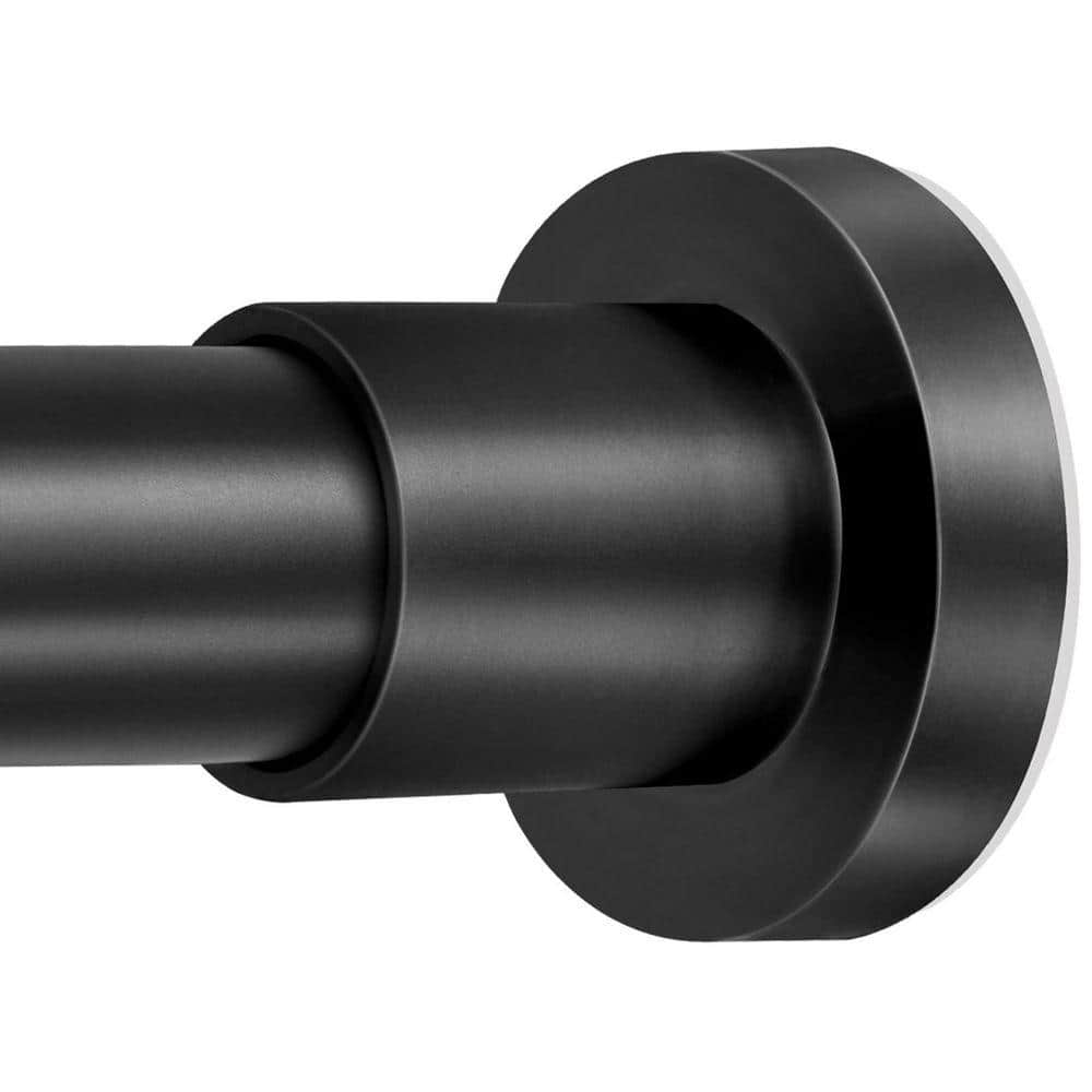 Lynzavix 84 in. Stainless Steel Adjustable Non-Rust Spring Tension Shower Curtain Rod No Drilling Anti-Slip in Black (1)