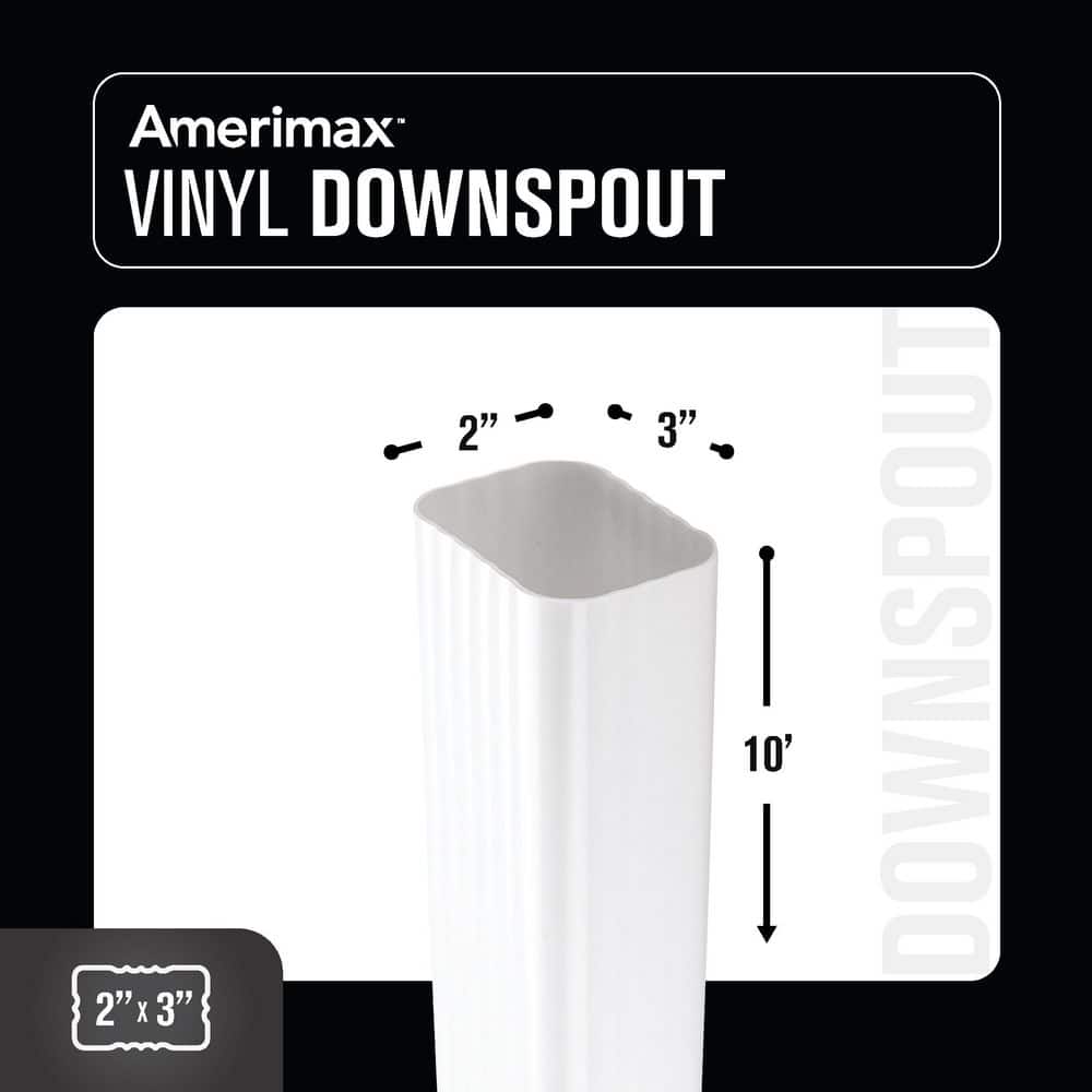 Amerimax Home Products 2 in. x 3 in. x 10 ft. White Vinyl Downspout (4)