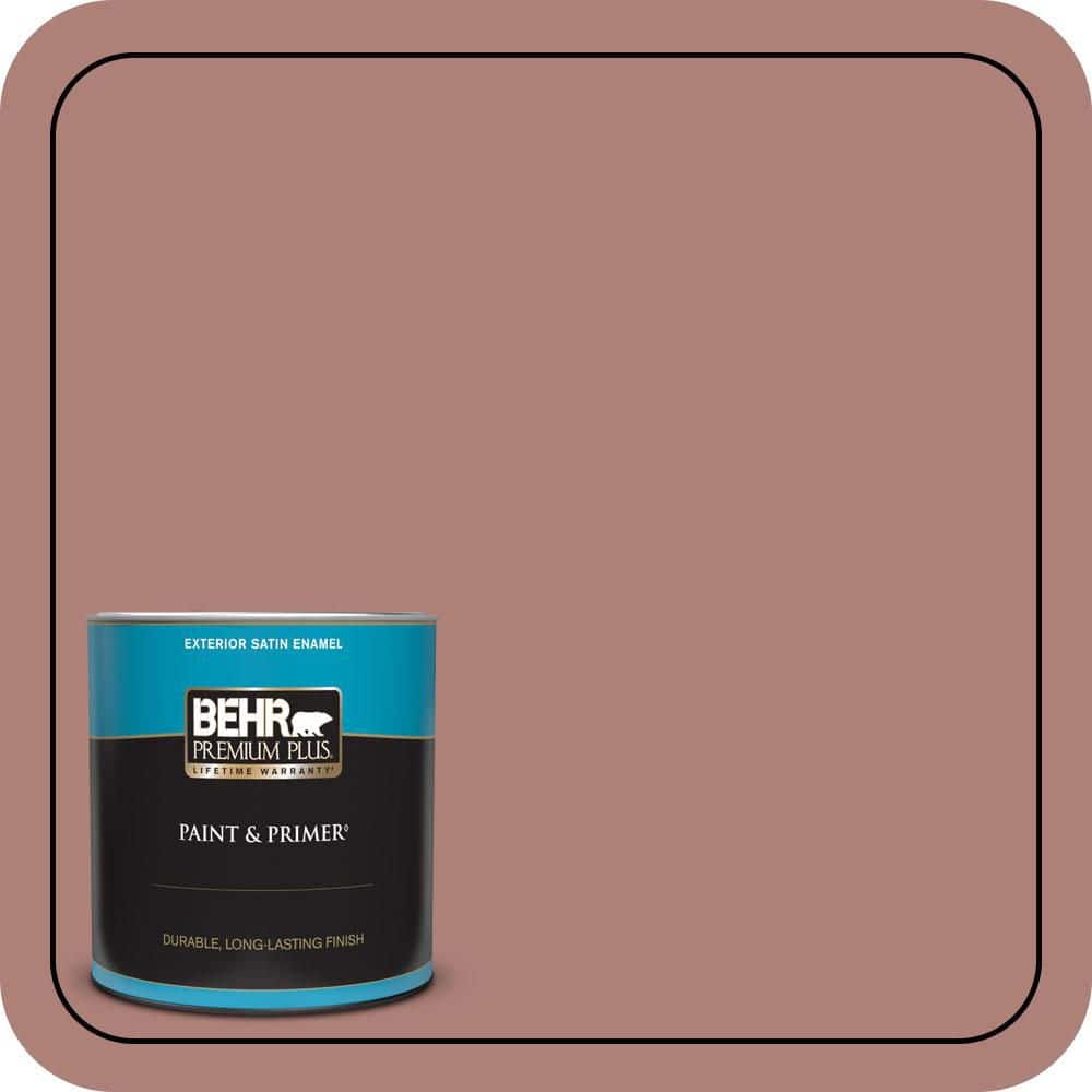 BEHR PREMIUM PLUS 1 qt. #S170-5 Smoke Bush Rose Satin Enamel Exterior Paint & Primer