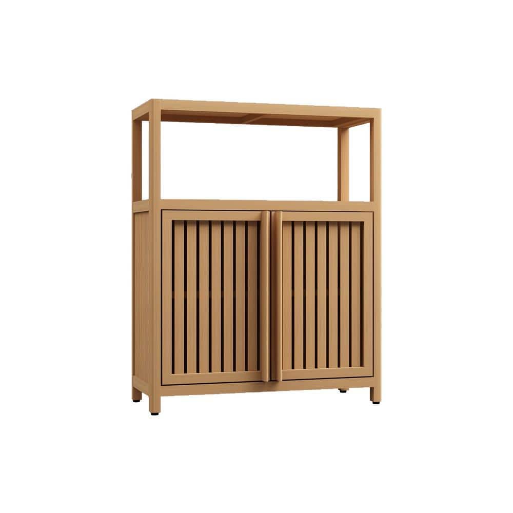 Tileon 24.57 in. W x 10.75 in. D x 32.09 in. H Brown Bamboo Freestanding Linen Cabinet, Bathroom Bamboo Cabinet With Shelves (1)