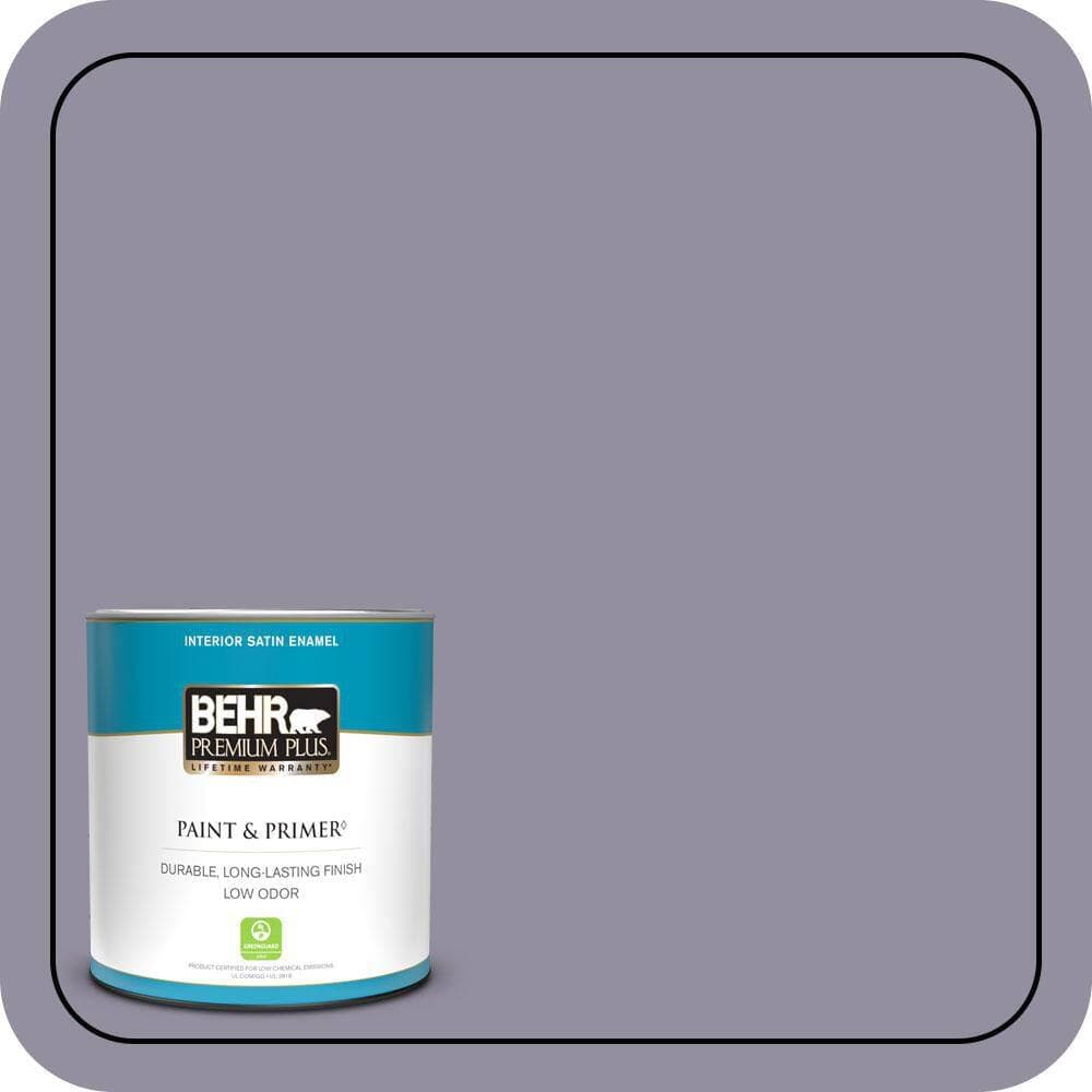 BEHR PREMIUM PLUS 1 qt. #N560-4 Evening in Paris Satin Enamel Low Odor Interior Paint & Primer