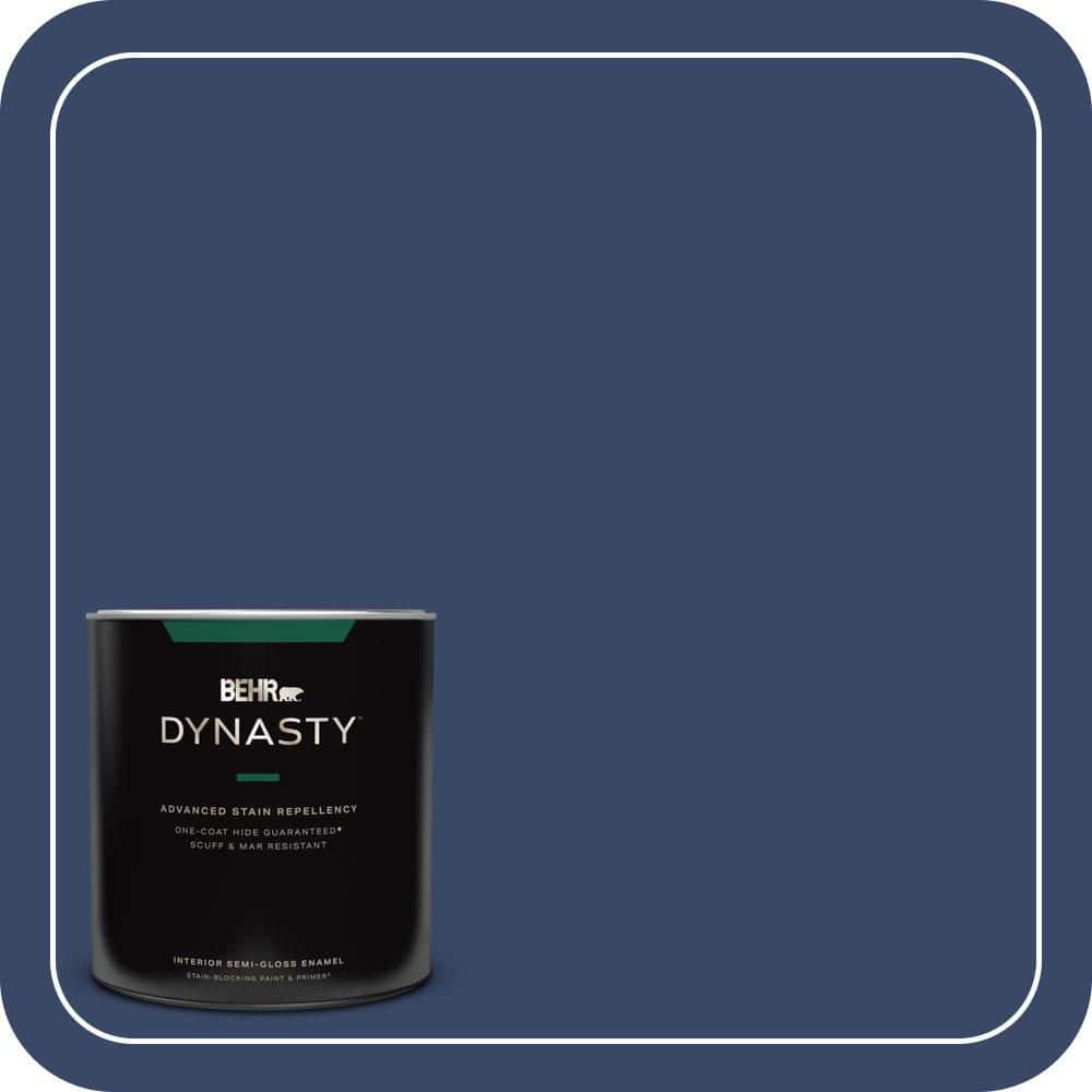 BEHR DYNASTY 1 qt. #MQ5-14 Bon Nuit One-Coat Hide Semi-Gloss Enamel Interior Stain-Blocking Paint and Primer