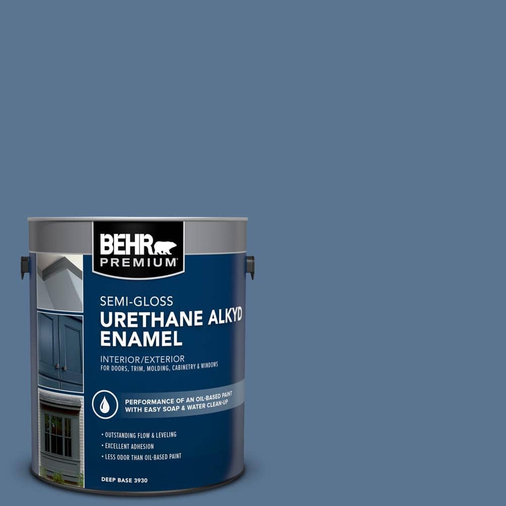 BEHR PREMIUM 1 gal. #PPU14-18 Laguna Blue Urethane Alkyd Semi-Gloss Enamel Interior/Exterior Paint (1)