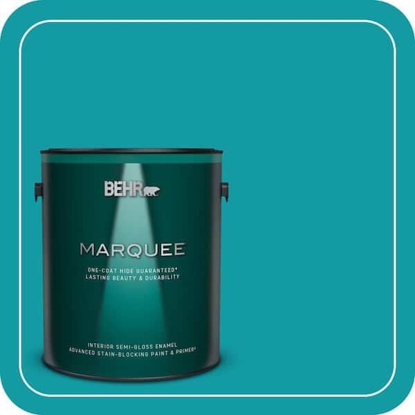 BEHR MARQUEE 1 gal. #MQ4-20 Island Dream One-Coat Hide Semi-Gloss Enamel Interior Paint & Primer (2)