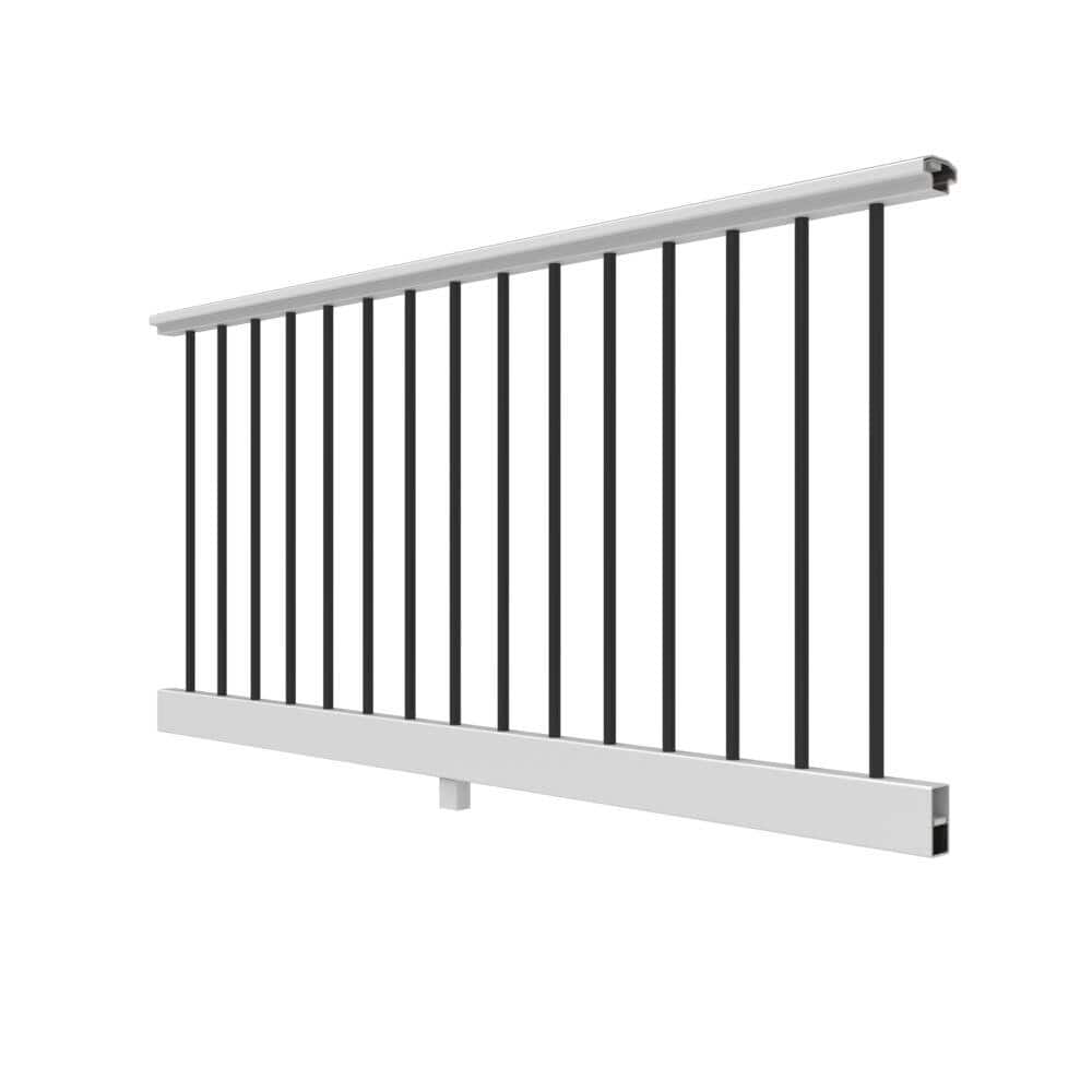 RDI 6 ft. x 36 in. White Vinyl Original Rail Level Rail Kit Including 3/4 in. Black Round Balusters (2)