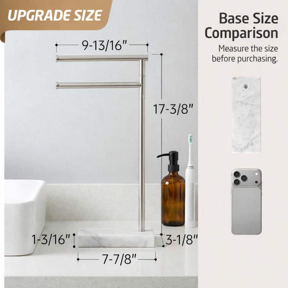 KES 1-Pack Countertop 9.8 in. Freestanding Double Towel Bar in Brushed Stainless Steel (2)