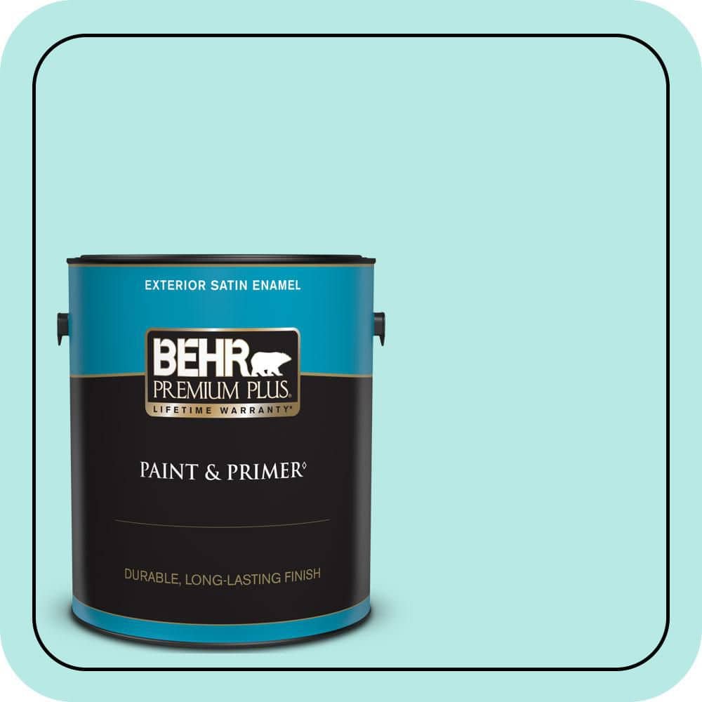 BEHR PREMIUM PLUS 1 gal. #P450-2 Tahitian Breeze Satin Enamel Exterior Paint & Primer