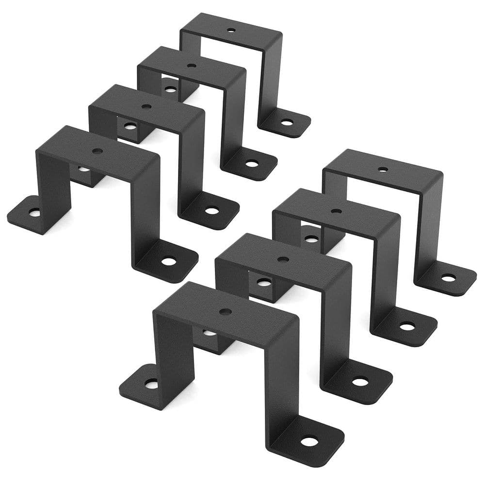 Wellco 8 Pack 4 in. x 4 in. Black Metal Heavy-Duty Strap Post Ties for Deck Railings, Pergolas and Fence Posts (2)