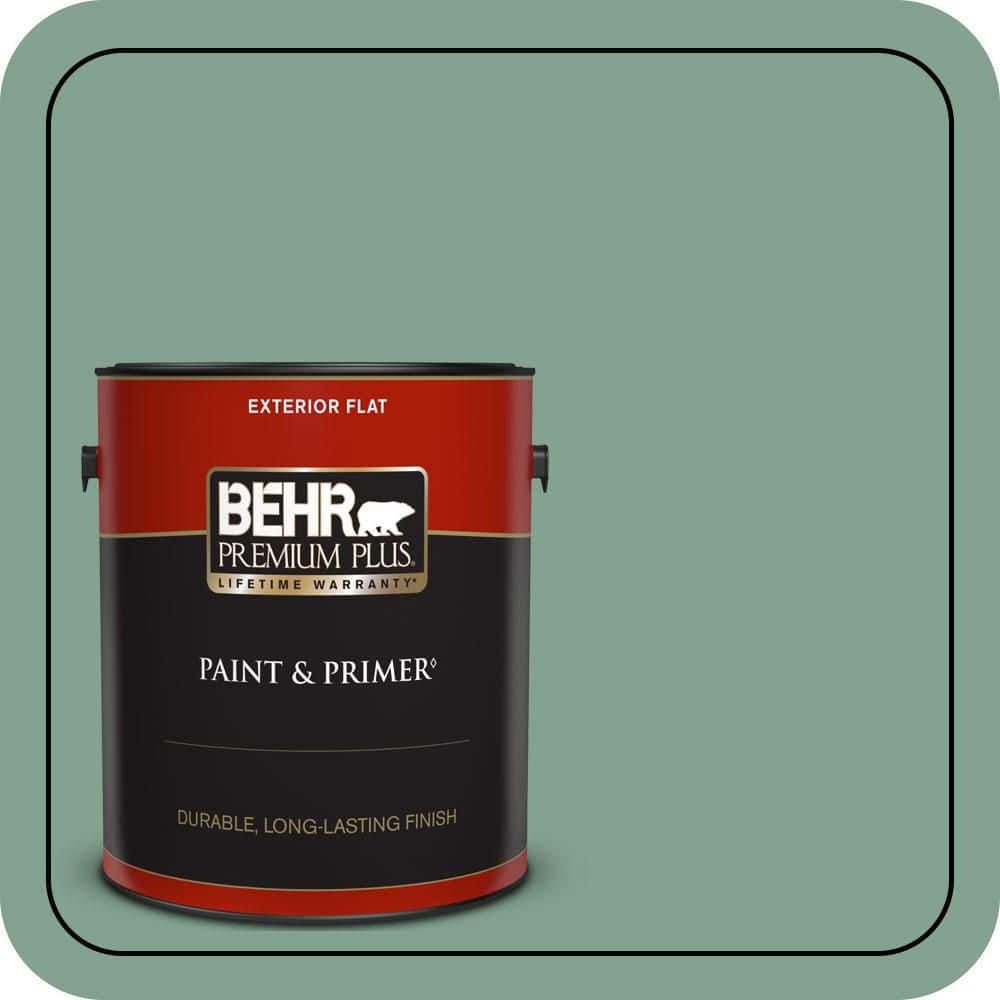 BEHR PREMIUM PLUS 1 gal. #MQ6-11 Mossy Bench Flat Exterior Paint & Primer